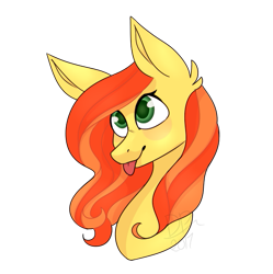 Size: 611x614 | Tagged: safe, artist:daringpineapple, oc, oc only, oc:phoenix feather, pony, bust, female, solo, tongue out
