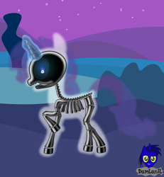 Size: 3840x4154 | Tagged: safe, artist:damlanil, rarity, latex pony, original species, pony, unicorn, g4, bone, ethereal, ethereal body, ethereal mane, female, glowing, glowing body, glowing eyes, glowing mane, halloween, holiday, horn, latex, living latex, looking at you, magic, mare, night, nightmare night, rubber, shiny, show accurate, skeleton, solo, symbiote, vector