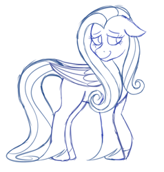 Size: 3800x4000 | Tagged: safe, artist:cherrycandi, fluttershy, pegasus, pony, g4, female, mare, sketch, unshorn fetlocks