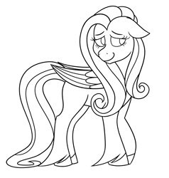 Size: 3800x4000 | Tagged: safe, artist:cherrycandi, fluttershy, pegasus, pony, g4, female, lineart, mare