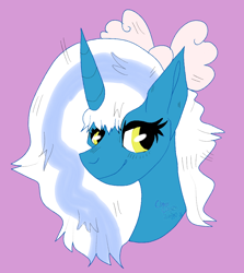 Size: 1050x1175 | Tagged: safe, artist:clowncrime, oc, oc only, oc:fleurbelle, alicorn, pony, alicorn oc, bow, female, hair bow, horn, mare, smiling, solo, wings, yellow eyes