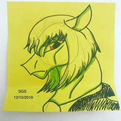 Size: 1080x1080 | Tagged: safe, artist:stargazerseven, earth pony, pony, bust, clothes, lineart, lio fotia, male, ponified, promare, solo, stallion, traditional art