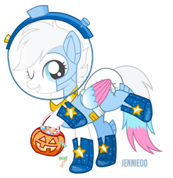 Size: 1171x1200 | Tagged: safe, artist:jennieoo, oc, oc only, oc:star lily, pegasus, pony, g4, astronaut, candy, cosmo, cosmonaut, diaper, diaper fetish, fetish, food, halloween, holiday, male, maximum absorbency garment, nightmare night, non-baby in diaper, pumpkin, pumpkin bucket, show accurate, simple background, solo, stars, transparent background