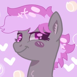 Size: 768x768 | Tagged: safe, alternate version, artist:dellieses, artist:n0va-bases, oc, oc only, earth pony, pony, base used, blush sticker, blushing, bust, earth pony oc, smiling, solo