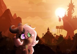 Size: 1600x1129 | Tagged: safe, artist:thatonefluffs, oc, oc only, pegasus, pony, heterochromia, lens flare, ponyville town hall, shading, solo, twilight's castle