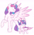 Size: 2799x2905 | Tagged: safe, artist:chub-wub, princess flurry heart, alicorn, pony, g4, the crystalling, :p, age progression, alternate hairstyle, crystal empire, duality, female, filly, filly flurry heart, high res, mare, older, older flurry heart, raised hoof, self ponidox, simple background, solo, spread wings, time paradox, tongue out, white background, wings