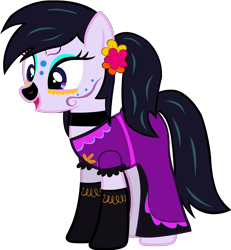 Size: 1346x1456 | Tagged: safe, artist:raindashesp, pony, catalina la catrina, clothes, dress, ponified, simple background, solo, transparent background