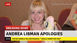 Size: 1280x720 | Tagged: safe, fluttershy, human, g4, andrea libman, break your own news, breaking news, grammar error, irl, irl human, meme, photo