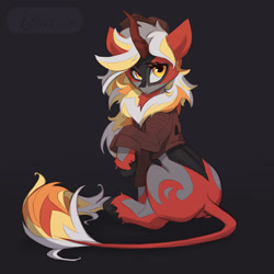 Size: 3000x3000 | Tagged: safe, artist:ignis, oc, oc only, oc:ember, oc:ember (ignis), kirin, pony, black and yellow, high res, red and black oc, solo, two toned coat