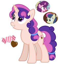 Size: 1500x1600 | Tagged: safe, artist:cherrycandi, bon bon, sugar belle, sweetie drops, pony, unicorn, g4, base used, candy, chocolate, cutie mark, female, food, fusion, mare, ponytail, simple background, transparent background