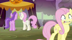 Size: 1920x1080 | Tagged: safe, screencap, amethyst star, fluttershy, sparkler, twinkleshine, pegasus, pony, unicorn, g4, scare master, amethyst butt, butt, faic, female, mare, plot