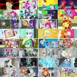 Size: 1080x1080 | Tagged: safe, artist:jericollage70, edit, edited screencap, screencap, angel bunny, apple bloom, applejack, big macintosh, bulk biceps, dj pon-3, flash sentry, fluttershy, opalescence, pinkie pie, princess celestia, principal celestia, rainbow dash, rarity, ray, sci-twi, scootaloo, spike, sunset shimmer, sweetie belle, tank, torch song, trixie, twilight sparkle, vinyl scratch, winona, cat, dog, rabbit, tortoise, a photo booth story, coinky-dink world, epic fails (equestria girls), eqg summertime shorts, equestria girls, g4, get the show on the road, good vibes, leaping off the page, mad twience, make up shake up, monday blues, pet project, raise this roof, shake things up!, steps of pep, subs rock, the art of friendship, the canterlot movie club, animal, converse, cutie mark crusaders, humane five, humane seven, humane six, shoes, spike the dog