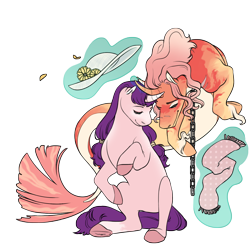 Size: 1500x1500 | Tagged: safe, artist:celeriven, oc, oc only, merpony, pony, hat, magic, simple background, sock, transparent background