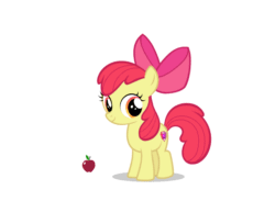 Size: 1400x1080 | Tagged: safe, artist:axelp, apple bloom, earth pony, pony, g4, animated, apple, disappointed, eating, female, filly, food, gif, herbivore, simple background, throat bulge, white background