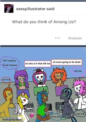 Size: 680x963 | Tagged: safe, artist:ask-luciavampire, earth pony, pegasus, pony, unicorn, vampire, vampony, ask ponys gamer club, among us, ask, photo, tumblr