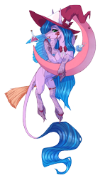 Size: 740x1246 | Tagged: safe, artist:luuny-luna, oc, oc only, pony, blood, commission, crescent moon, female, hat, mare, moon, simple background, solo, tangible heavenly object, transparent background, transparent moon, witch hat, ych result