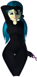 Size: 2311x4774 | Tagged: safe, artist:danielitamlp, edit, juniper montage, equestria girls, equestria girls specials, g4, my little pony equestria girls: movie magic, background removed, catsuit, glasses, glasses off, looking at you, simple background, solo, transparent background