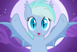 Size: 2500x1701 | Tagged: source needed, safe, artist:raymond.doc, oc, oc only, oc:diamond, bat pony, pony, bat pony oc, bat wings, cute, fangs, female, halloween, halloween 2020, happy, high res, holiday, hooves up, mare, moon, night, open mouth, solo, vector, wings