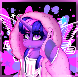 Size: 1368x1365 | Tagged: source needed, useless source url, safe, artist:aaa-its-spook, twilight sparkle, ambiguous race, pony, g4, cellphone, clothes, flip phone, hoodie, jewelry, phone, solo