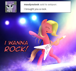 Size: 850x800 | Tagged: safe, artist:magfen, oc, oc only, oc:pun, pony, ask pun, ask, bipedal, electric guitar, guitar, musical instrument, pun, solo