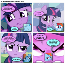 Size: 868x852 | Tagged: safe, artist:dziadek1990, edit, edited screencap, screencap, rainbow dash, twilight sparkle, comic:ponies and d&d, g4, comic, conversation, dialogue, dungeons and dragons, emote story:ponies and d&d, innuendo, pen and paper rpg, pervert, rpg, screencap comic, slice of life, tabletop game, text