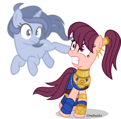Size: 1920x1872 | Tagged: safe, artist:limedazzle, oc, oc only, oc:alice, oc:janey, ghost, pony, undead, armor, duo, hades (game), megara, show accurate, simple background, transparent background