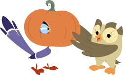 Size: 3581x2194 | Tagged: safe, artist:porygon2z, owlowiscious, bird, owl, g4, crossover, halloween, high res, holiday, jack-o-lantern, pumpkin, simple background, the lion king, transparent background, zazu