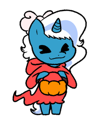 Size: 500x600 | Tagged: safe, artist:koissiel, oc, oc only, oc:fleurbelle, alicorn, anthro, alicorn oc, bow, clothes, costume, female, hair bow, halloween, halloween costume, holding, horn, mare, pumpkin bucket, simple background, solo, transparent background, wings