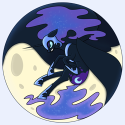 Size: 2200x2200 | Tagged: safe, artist:underwoodart, nightmare moon, alicorn, pony, g4, angry, ethereal mane, galaxy mane, halloween, high res, holiday, mare in the moon, moon, nightmare night, simple background, spread wings, transparent background, wings