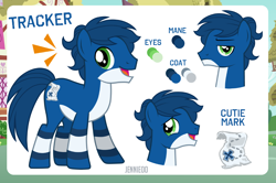Size: 1200x798 | Tagged: safe, artist:jennieoo, oc, oc only, oc:tracker, earth pony, pony, g4, bored, commission, happy, reference sheet, show accurate, solo, vector
