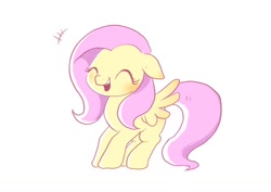 Size: 1457x1032 | Tagged: safe, artist:mochi_nation, fluttershy, pegasus, pony, g4, ^^, blushing, cute, eyes closed, female, floppy ears, happy, mare, open mouth, shyabetes, simple background, smiling, solo, white background