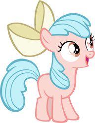 Size: 3583x4663 | Tagged: safe, artist:goldenheart4, apple bloom, cozy glow, earth pony, pony, g4, apple bloom's bow, bow, cozy bloom, female, filly, hair bow, league of monstrous zealots, missing cutie mark, open mouth, palette swap, recolor, simple background, solo, transparent background