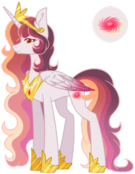 Size: 1280x1653 | Tagged: safe, artist:purelightsparkle, oc, oc only, oc:princess andromeda, alicorn, pony, alicorn oc, female, horn, offspring, parent:king sombra, parent:princess celestia, parents:celestibra, simple background, solo, transparent background, wings