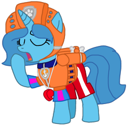 Size: 972x962 | Tagged: safe, artist:徐詩珮, spring rain, pony, series:sprglitemplight diary, series:sprglitemplight life jacket days, series:springshadowdrops diary, series:springshadowdrops life jacket days, g4, alternate universe, clothes, cute, female, lifeguard, lifeguard spring rain, mare, paw patrol, simple background, sleepy, solo, tired, transparent background, yawn, zuma (paw patrol)