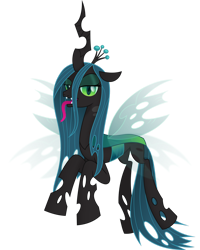 Size: 1280x1603 | Tagged: safe, artist:negatif22, queen chrysalis, changeling, changeling queen, g4, .svg available, crown, female, forked tongue, jewelry, lidded eyes, long tongue, looking at you, open mouth, quadrupedal, regalia, show accurate, simple background, solo, tongue out, transparent background, transparent wings, vector, wings, zoomorphic