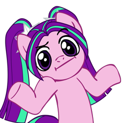Size: 945x945 | Tagged: safe, artist:nano23823, aria blaze, earth pony, pony, g4, .svg available, :i, base used, bust, equestria girls ponified, eyelashes, female, looking at you, mare, ponified, shrug, shrugpony, simple background, solo, svg, transparent background, underhoof, vector