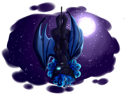 Size: 4482x3489 | Tagged: safe, artist:azure-art-wave, oc, oc only, oc:topaz twirl, pony, behaving like a bat, female, mare, moon, simple background, solo, stars, transparent background