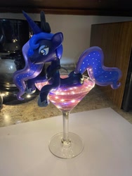 Size: 1536x2048 | Tagged: safe, artist:earthenpony, princess luna, alicorn, pony, g4, cocktail glass, craft, cup, cup of pony, glass, irl, micro, photo, sculpture, solo