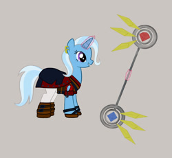 Size: 1920x1770 | Tagged: safe, artist:lyraalluse, trixie, pony, unicorn, g4, clothes, fantasy, gray background, role playing game, rpg, simple background, solo, staff