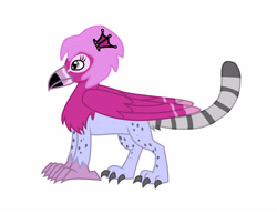 Size: 3906x3014 | Tagged: safe, artist:lyraalluse, oc, oc only, oc:fuchsia, bird, flamingo, griffon, griffon oc, high res, original character do not steal, simple background, solo, white background