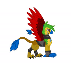 Size: 2003x1870 | Tagged: safe, artist:lyraalluse, oc, oc only, oc:talitha featherclaw, bird, griffon, hybrid, parrot, parrot griffon, griffon oc, original character do not steal, simple background, solo, white background