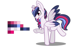 Size: 1968x1279 | Tagged: safe, artist:greyestgray, oc, oc only, oc:infinity sparkle, alicorn, pony, female, magical lesbian spawn, mare, offspring, parent:tempest shadow, parent:twilight sparkle, parents:tempestlight, reference sheet, simple background, solo, transparent background, two toned wings, wings