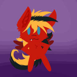 Size: 1000x1000 | Tagged: safe, artist:twotail813, oc, oc only, oc:twotail, pegasus, pony, animated, bipedal, chibi, dancing, fangs, gif, helltaker, loop, solo, vitality dance, wings