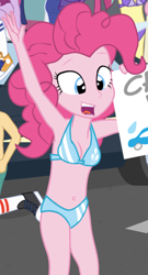 Size: 840x1551 | Tagged: safe, artist:dm29, flash sentry, pinkie pie, sci-twi, sour sweet, twilight sparkle, equestria girls, g4, adorasexy, armpits, belly button, bikini, clothes, cropped, cute, female, open mouth, sexy, solo focus, swimsuit