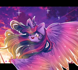 Size: 1500x1350 | Tagged: safe, artist:rainbowmoon2512, twilight sparkle, alicorn, pony, g4, looking at you, looking back, one eye closed, open mouth, solo, twilight sparkle (alicorn)