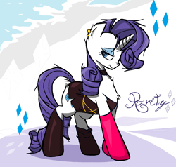 Size: 1528x1456 | Tagged: safe, artist:sallycars, rarity, pony, unicorn, g4, clothes, ear piercing, ms paint, piercing, solo