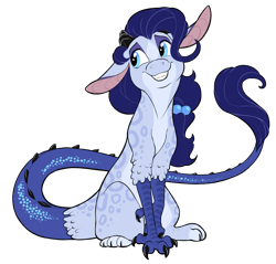Size: 1280x1226 | Tagged: safe, artist:9centschange, oc, oc only, oc:astraea, draconequus, hybrid, female, hair tie, interspecies offspring, offspring, parent:discord, parent:rarity, parents:raricord, simple background, sitting, smiling, solo, transparent background