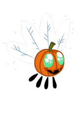 Size: 1080x1596 | Tagged: safe, artist:jvarts6112, oc, demon, parasprite, creature, cute, green eyes, halloween, holiday, light, nightmare, nightmare night, parapumpkins, pumpkin, simple background, transparent background, wings