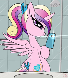 Size: 3500x4000 | Tagged: safe, artist:littlenaughtypony, princess cadance, alicorn, pony, g4, butt, cellphone, cute, cutedance, looking at you, lovebutt, mirror selfie, phone, plot, selfie, smartphone, teen princess cadance, teenager