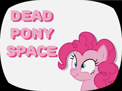 Size: 2880x2160 | Tagged: safe, derpibooru exclusive, pinkie pie, earth pony, pony, g4, 4:3 aspect ratio, high res, pink text, scanlines, simple background, solo, white background